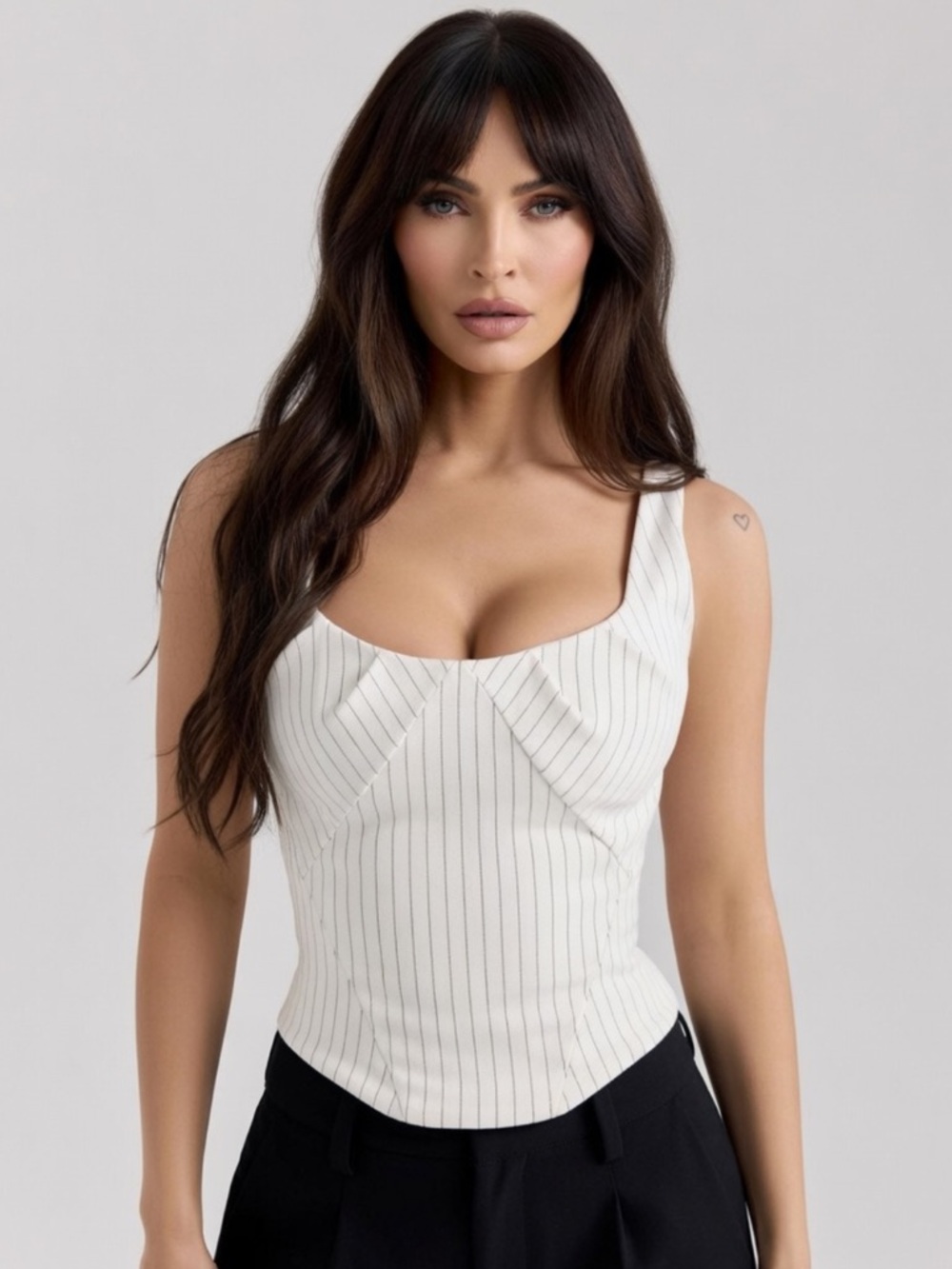 House of CB ‘SELMA’ White Pinstripe Boned Corset Top/ Small US4-6 $135